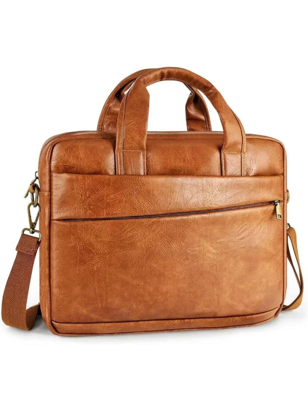 Stylish Faux Leather Messenger Bag for Men - 17.3
